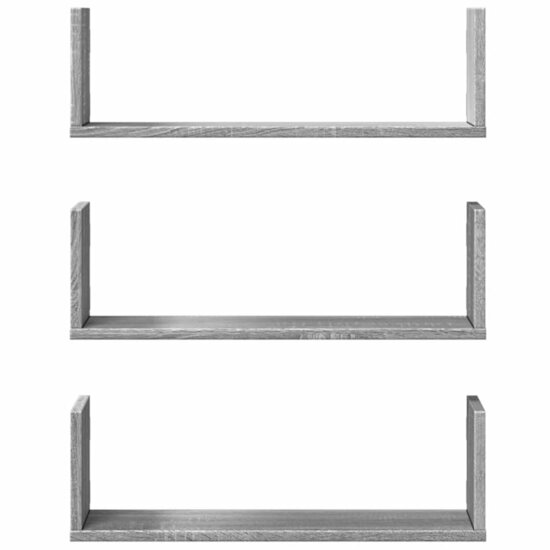 Wandschappen 3 St Bewerkt Hout Eiken 58 x 18 x 18 cm Grijs sonoma