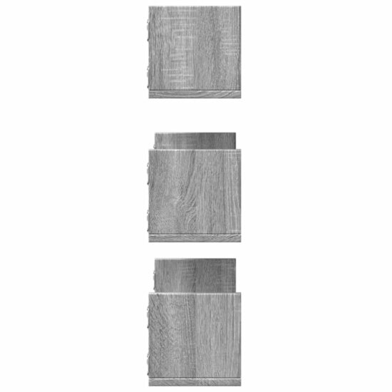 Wandschappen 3 St Bewerkt Hout Eiken 58 x 18 x 18 cm Grijs sonoma