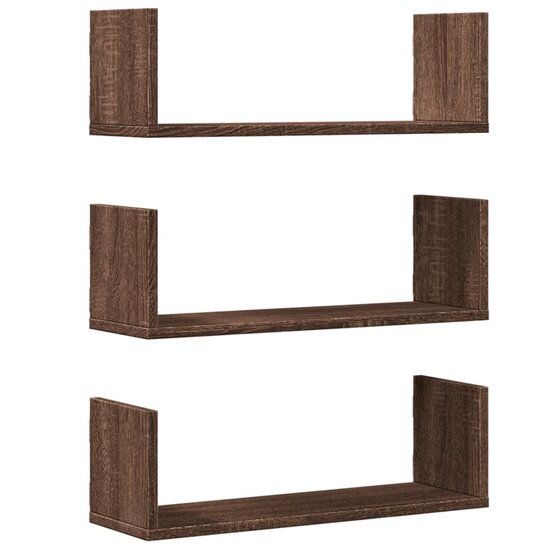 Wandschappen 3 St Bewerkt Hout Ig 58 x 18 x 18 cm bruin eikenkleur