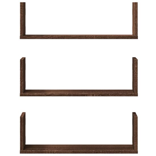 Wandschappen 3 St Bewerkt Hout Ig 58 x 18 x 18 cm bruin eikenkleur