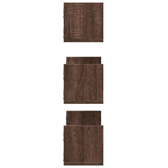 Wandschappen 3 St Bewerkt Hout Ig 58 x 18 x 18 cm bruin eikenkleur