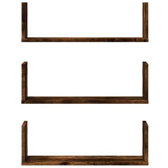 Wandschappen 3 St Bewerkt Hout Kleurig 58 x 18 x 18 cm Gerookt eiken