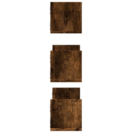 Wandschappen 3 St Bewerkt Hout Kleurig 58 x 18 x 18 cm Gerookt eiken