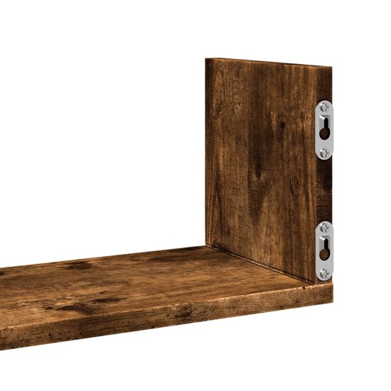 Wandschappen 3 St Bewerkt Hout Kleurig 58 x 18 x 18 cm Gerookt eiken