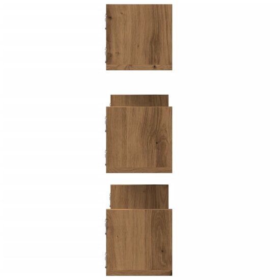 Wandschappen 3 st 58x18x18 cm bewerkt hout artisanaal eiken