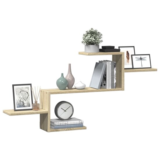 Wandschap 104x15x49 cm bewerkt hout sonoma eikenkleurig