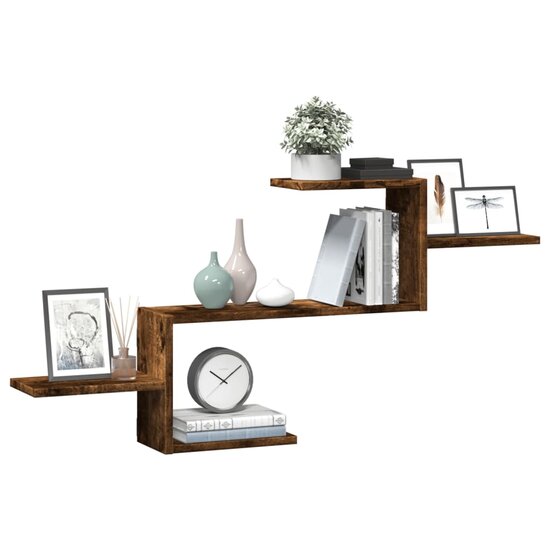 Wandschap 104X15X49 Cm Bewerkt Hout Kleurig Gerookt eiken