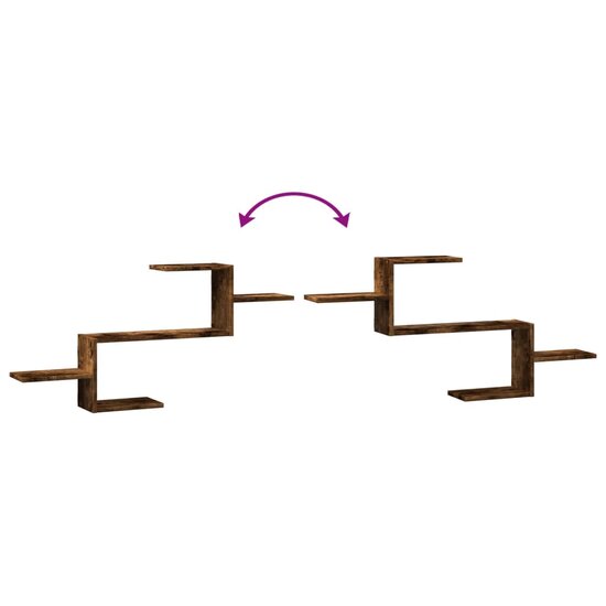 Wandschap 104X15X49 Cm Bewerkt Hout Kleurig Gerookt eiken