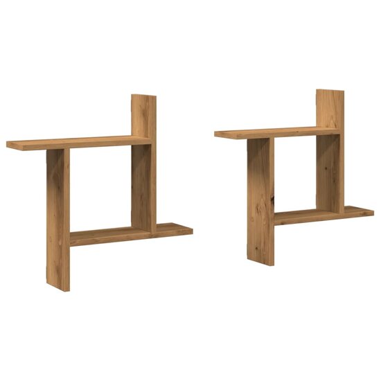Wandschappen 2 St Bewerkt Hout Artisanaal 50 x 12 x 50 cm Eiken