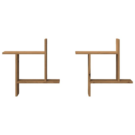 Wandschappen 2 St Bewerkt Hout Artisanaal 50 x 12 x 50 cm Eiken