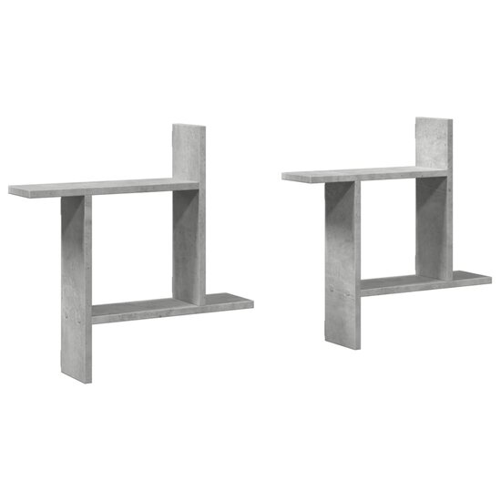 Wandschappen 2 St Bewerkt Hout 50 x 12 x 50 cm Betongrijs