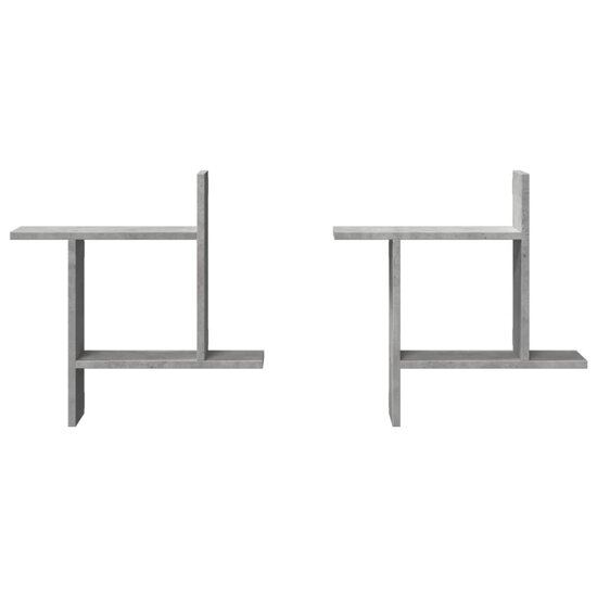 Wandschappen 2 St Bewerkt Hout 50 x 12 x 50 cm Betongrijs