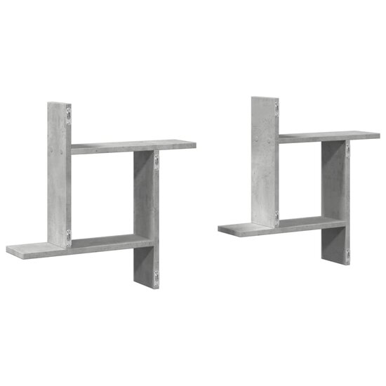 Wandschappen 2 St Bewerkt Hout 50 x 12 x 50 cm Betongrijs