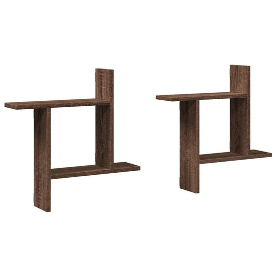 Wandschappen 2 St Bewerkt Hout Ig 50 x 12 x 50 cm bruin eikenkleur