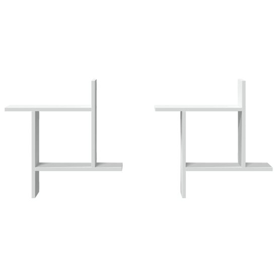 Wandschappen 2 st 50x12x50 cm bewerkt hout wit