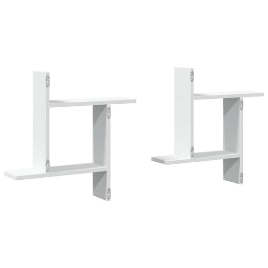 Wandschappen 2 st 50x12x50 cm bewerkt hout wit