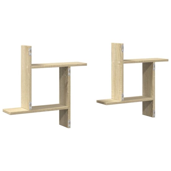 Wandschappen 2 st 50x12x50 cm bewerkt hout sonoma eikenkleurig