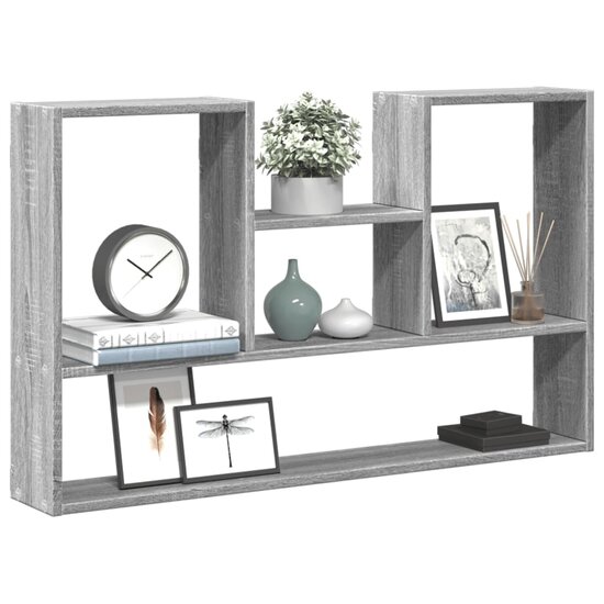 Wandschap 99X15X60 Cm Bewerkt Hout Eikenkleurig Grijs sonoma