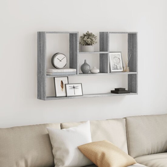 Wandschap 99X15X60 Cm Bewerkt Hout Eikenkleurig Grijs sonoma