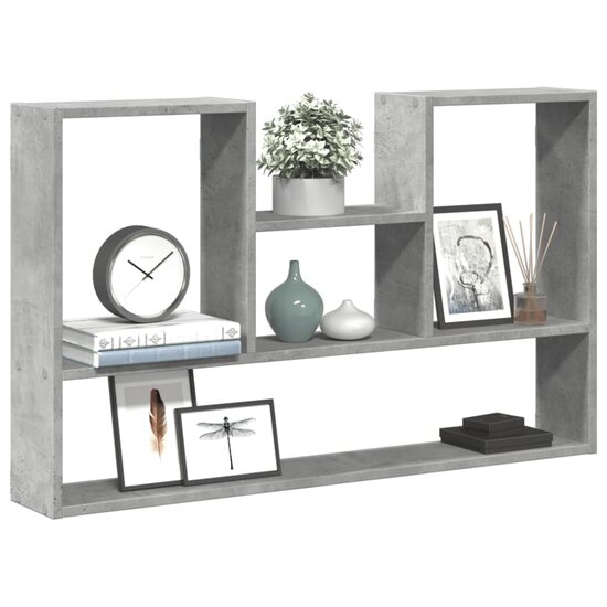Wandschap 99X15X60 Cm Bewerkt Hout Betongrijs