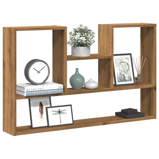 Wandschap 99X15X60 Cm Bewerkt Hout Artisanaal Kleurig Eiken