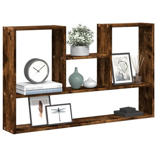 Wandschap 99x15x60 cm bewerkt hout gerookt eikenkleurig
