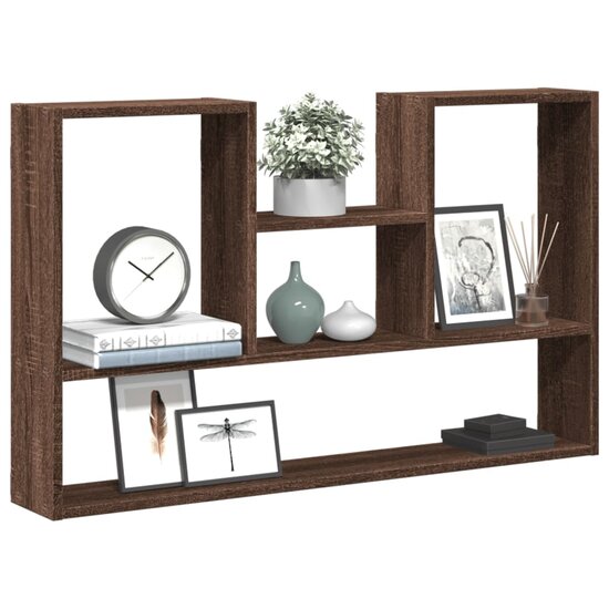 Wandschap 99x15x60 cm bewerkt hout bruin eikenkleurig