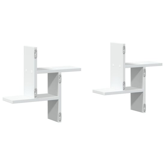 Wandschappen 2 St Bewerkt Hout 38 x 12 x 38 cm Wit