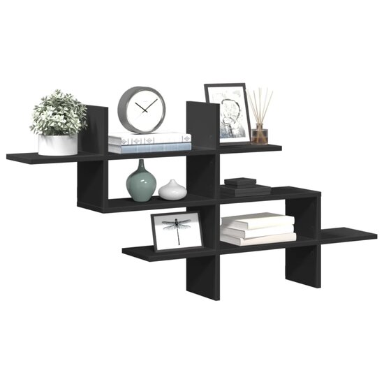 Wandschap 124,5X18X60,5 Cm Bewerkt Hout Zwart