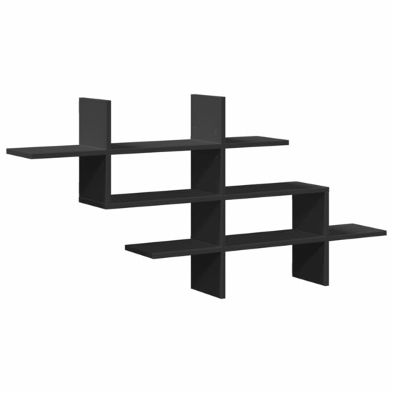 Wandschap 124,5X18X60,5 Cm Bewerkt Hout Zwart
