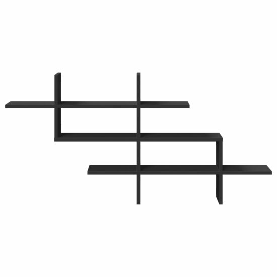 Wandschap 124,5X18X60,5 Cm Bewerkt Hout Zwart