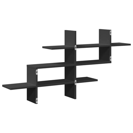 Wandschap 124,5X18X60,5 Cm Bewerkt Hout Zwart