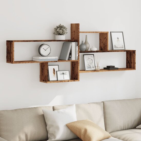 Wandschap 167,5x18x68 cm bewerkt hout oud houtkleurig