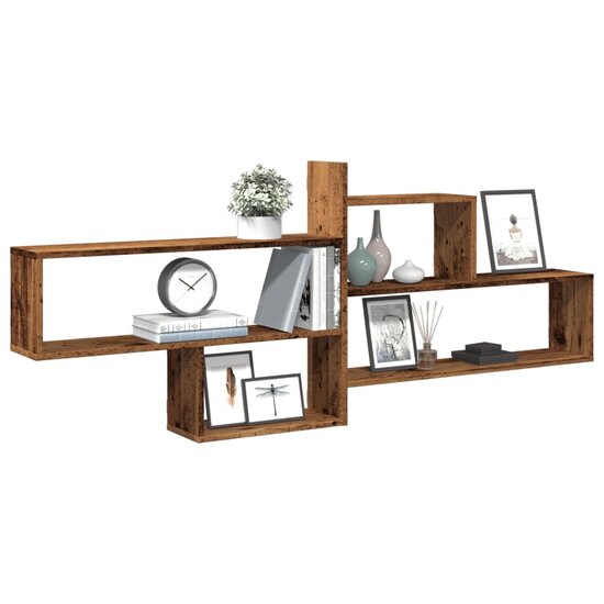 Wandschap 167,5x18x68 cm bewerkt hout oud houtkleurig