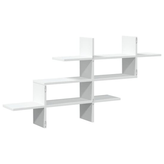 Wandschap 124,5x18x60,5 cm bewerkt hout wit