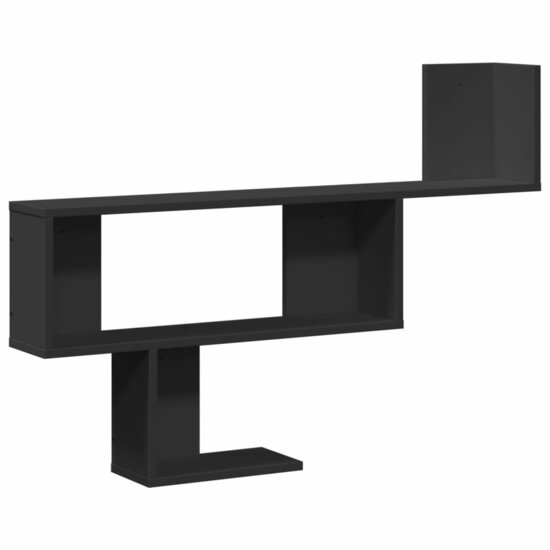 Wandschap 100x15x70 cm bewerkt hout zwart