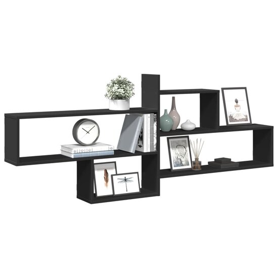 Wandschap 167,5x18x68 cm bewerkt hout zwart