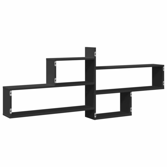 Wandschap 167,5x18x68 cm bewerkt hout zwart