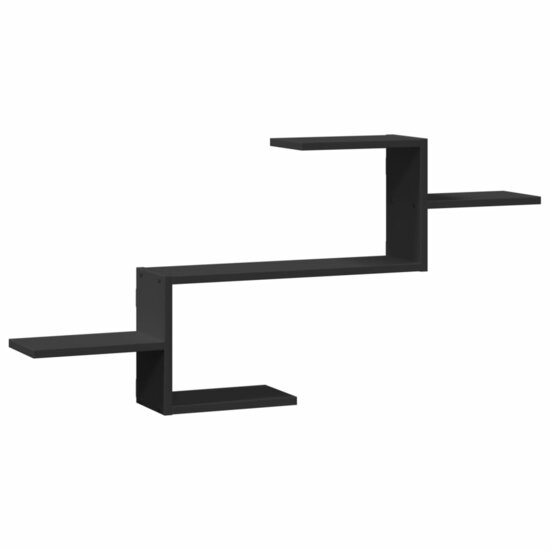 Wandschap 104X15X49 Cm Bewerkt Hout Zwart