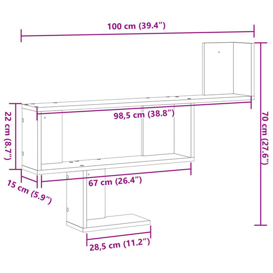 Wandschap 100X15X70 Cm Bewerkt Hout Wit