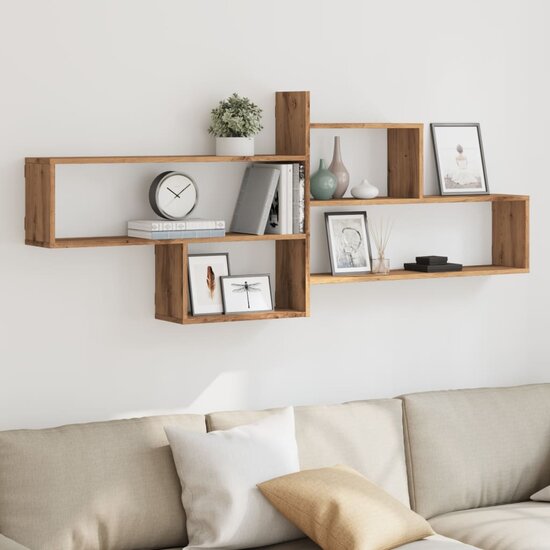 Wandschap 167,5X18X68 Cm Bewerkt Hout Artisanaal Kleurig Eiken