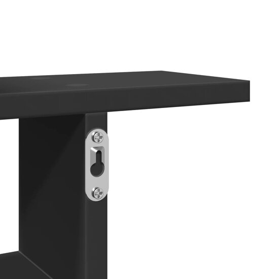Wandschappen 2 St Bewerkt Hout 38 x 12 x 38 cm Zwart