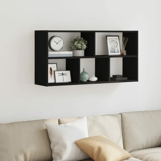 Wandschap 100X25X50 Cm Bewerkt Hout Zwart
