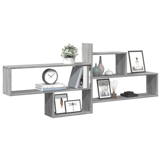 Wandschap 167,5X18X68 Cm Bewerkt Hout Eikenkleurig Grijs sonoma