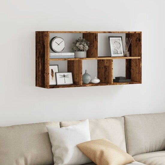 Wandschap 100X25X50 Cm Bewerkt Hout Kleurig Oud hout