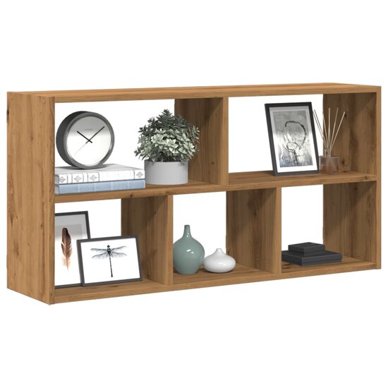 Wandschap 100x25x50 cm bewerkt hout artisanaal eikenkleurig