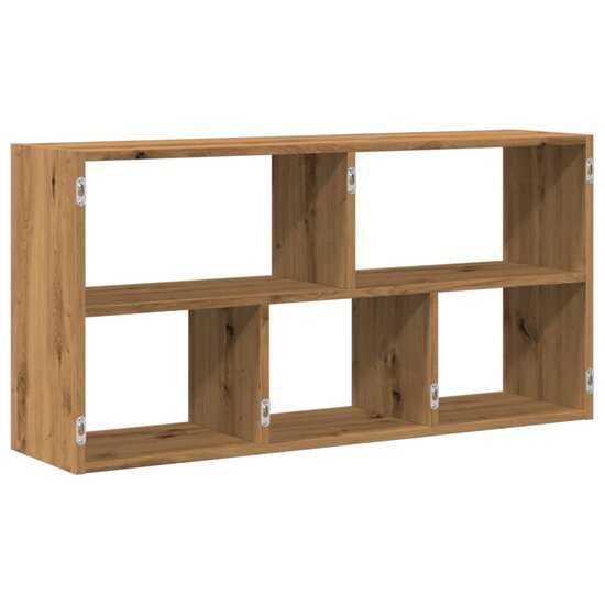 Wandschap 100x25x50 cm bewerkt hout artisanaal eikenkleurig