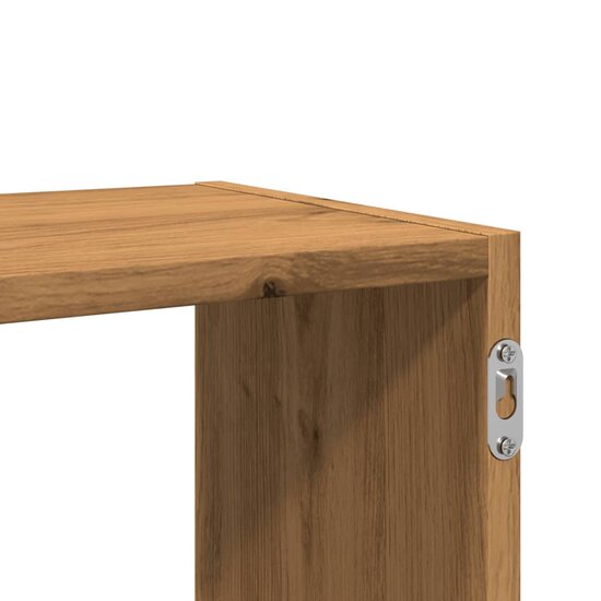 Wandschap 100x25x50 cm bewerkt hout artisanaal eikenkleurig