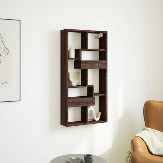 Wandkast Bewerkt Hout Ig 50 x 15 x 100 cm bruin eikenkleur