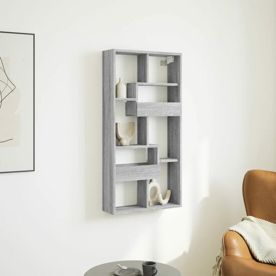 Wandkast Bewerkt Hout Eikenkleurig 50 x 15 x 100 cm Grijs sonoma